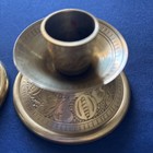 Vintage Antique Set Of Brass Candle Holders 2 1 2 Inches Tall Etched 