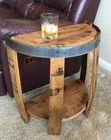 Antique Style Half End Table Hand Made Black Walnut Live Edge Bourbon Barrel New