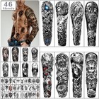 46 Sheets Full Arm Skull   Angel Temporary Tattoos - Waterproof Wolf  Lion   Mor