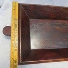 Vtg Rustic Farmhouse Primitive Carved Heavy Dark Wood Serving Tray W  Handles
