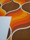 Awesome Rare Vintage Mid Century Retro 70s Org Brn Twist Drop Fabric  Look