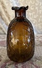 Vintage Clevenger Bros Deep Amber Quilt   Stars Windowsill Glass Bottle Vase 5   