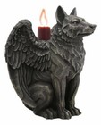 Ebros Sitting Gothic Angel Winged Wolf Candle Holder Figurine 5 h Gargoyle