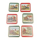 Pimpernel English Fox Hunt Equestrian Drink Coasters Vintage Set Of 6 In Box