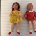 Vintage Dollhouse Miniature Caco Boy   Girl Dolls 3     Pair Brother Sister