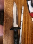 Vintage Eternal Dive Knife  w Sheath Serrated Blade  Made In Japan  Black Handle