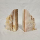 Pair Of Vintage Mcm Onyx Marble Carved Stone Bookends 6  Tall 4 5 Lbs  Art Deco 