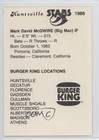 1986 Burger King Huntsville Stars Mark Mcgwire