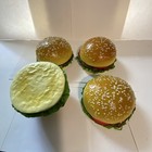 Faux Hamburger Display Food Props  Set Of 4 Sesame Seed Buns