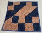 Vintage Antique Patchwork Quilt Table Topper  Four Patch  Triangles  Red  Blue