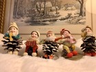 Vintage Pinecone Putz Elves- Gnomes-santa-pixie- Christmas-japan- Lot Of 5