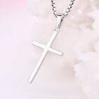 925 Sterling Silver Cross Pendant Necklace Box Chain Necklace 16 -30  Italy