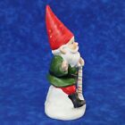 Vintage Ceramic Gnome Elf Candle Holder Christmas Figurine Candy Cane