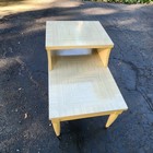 1950 s 60 s 2 Tier End Side Table Mcm Blond Wood Formica Top Vintage  1