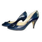 Vintage 80s 90s Proxy Navy Blue Leather Heels Pumps Size 7