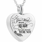 Stainless Steel Angel Heart Wings Ashes Keepsake Cremation Memorial Urn Necklace