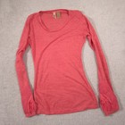Bke Shirt Womens Medium Pink Fringe Scoop Neck Long Sleeve Lightweight Knit Top