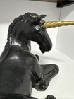 Vtg Mystical Fantasy Statue Unicorn Magic Horse Figurine 80s Black Resin Large