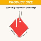 20 X Key Tags Plastic Slotted Tags With Metal Snap Hooks Red