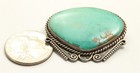 Vintage Navajo Sterling Silver Old Pawn Green Turquoise Brooch Pin 13 9g