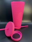Starbucks Hot Pink Studded Tumbler 24oz Reusable Cold Cup Straw Lid