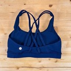 Peloton Navy Strappy Sports Bra Size 4   Criss Cross Back  Built-in Support