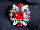 Outstanding  Czech Vintage Style Glass Rhinestone Button   Multicolors W c Red
