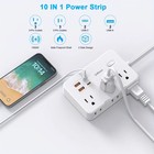 Ultra Thin Flat Plug Surge Protector Power Strip 6 Outlets 4 Usb 5ft Cord