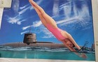 Sq07   vintage 1989 Coors Extra Gold Submarine Rare Sexy Girl Diving Poster Nos