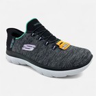 Skechers Summits Dazzling Haze Black Turquoise Womens Wide Slip Ins Sneaker