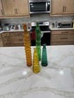 Vintage Bubble Glass Bottles  Set Of Four Different Colors And Different Sizes