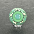 Contemporary Handmade Art Glass Marble 1 06  Green Blue Dots  Speckles   Uv Glow