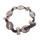 Antique 1920s Silver   Leather Native American Butterfly Concho Navajo 36  Belt