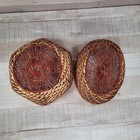 Basket Two Tone Wicker Set Of 2 Woven Rattan Boho Decor Light Dark Hexagon Oval