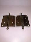 Vintage Solid Brass Ball Tip Door Hinges Set Of 2 Aged Patina 6-hole