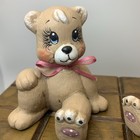 Pair Sleepy Teddy Bears Ceramic Studio Handpainted 2 5   