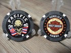Pacific Harley Davidson Emblem Poker Chip - Honolulu  Hawaii - Gray Black White