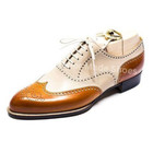 Luxury Handmade Two Tone Leather Shoes  Lace-up Dress Oxford Wingtip Men Shoe