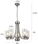 Bozo 5 Light Brushed Nickel Chandelier With Clear Glass Shade