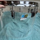 70s Clear Ludwig Vistalite 14    X 10    Concert Tom Drum - Pointy Blue Olive Badge