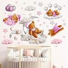 Baby Girl Nursery Wall Decor  Bear Wall Decals Nursery  Moon And Pink Tedy Bear