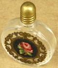 Vintage Empty Miniature Perfume Bottle 36x51mm Flower Needlecraft