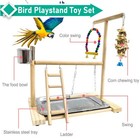 Hamiledyi Bird Playground Parrots Play Stand Natural Wooden Parrot Per