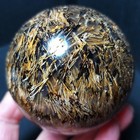 Rare 381 6g Natural Golden Hair Rutilated Agate Stone Sphere Healing C1030
