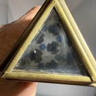 Vintage Slag Glass Triangle Kaleidoscope Stained Glass Mcm Brass Artist