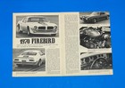 1970 Pontiac Firebird Trans Am Vintage Magazine Road Test Article Ad 400 4 Speed