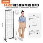 Vevor Grid Wall Display Rack With Clips And Hooks  2 Pack  2 lx5 6 w  Black
