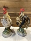 Vtg Homco 1446 Rooster   Hen Chicken Figurines W stickers Excellent