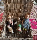 Vintage Miniature Bisque Dolls Mixed Lot Of 5 Hand Dressed Dolls House Figures