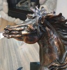 Vintage Bronze Mounted Horse Head Statue 10  Wild Heavy Book End Desk Shelf